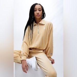 NWOT Gold Buttercup Champion Velour Satin Trim Half-Zip Sweatshirt size large